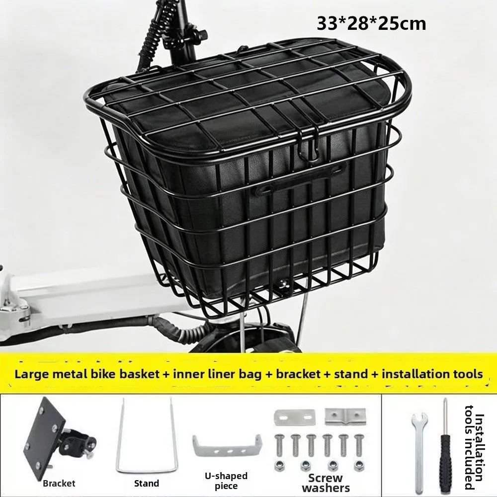 Large Capacity Folding Electric Vehicle Bag Bracket Type Dustproof Waterproof Mountain Bike Basket With Inner Liner Black view 5