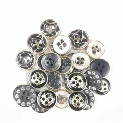 30pcs 11.5-13mm 4 Holes Round Buttons DIY Hand Sewing Shirt Kids Cartoon Buttons Clothes Crafts Accessories Concave Resin