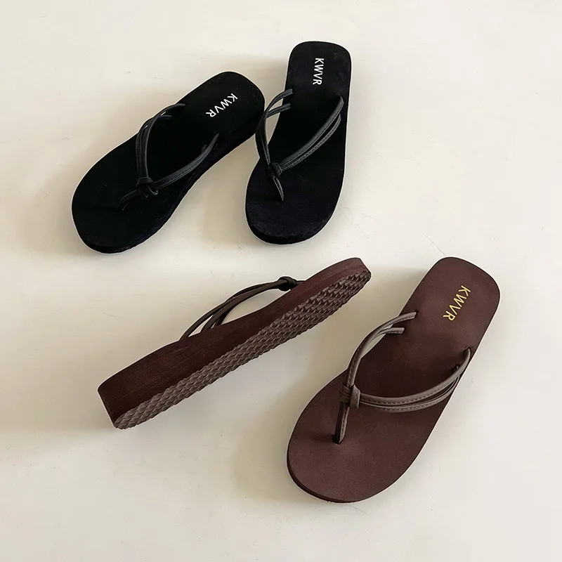 Women Brown Flip Flops Summer Flat Thong Sandals Non Slip Beach Slippers Casual Outdoor Slides Ladies Daily Walking Shoes view 3