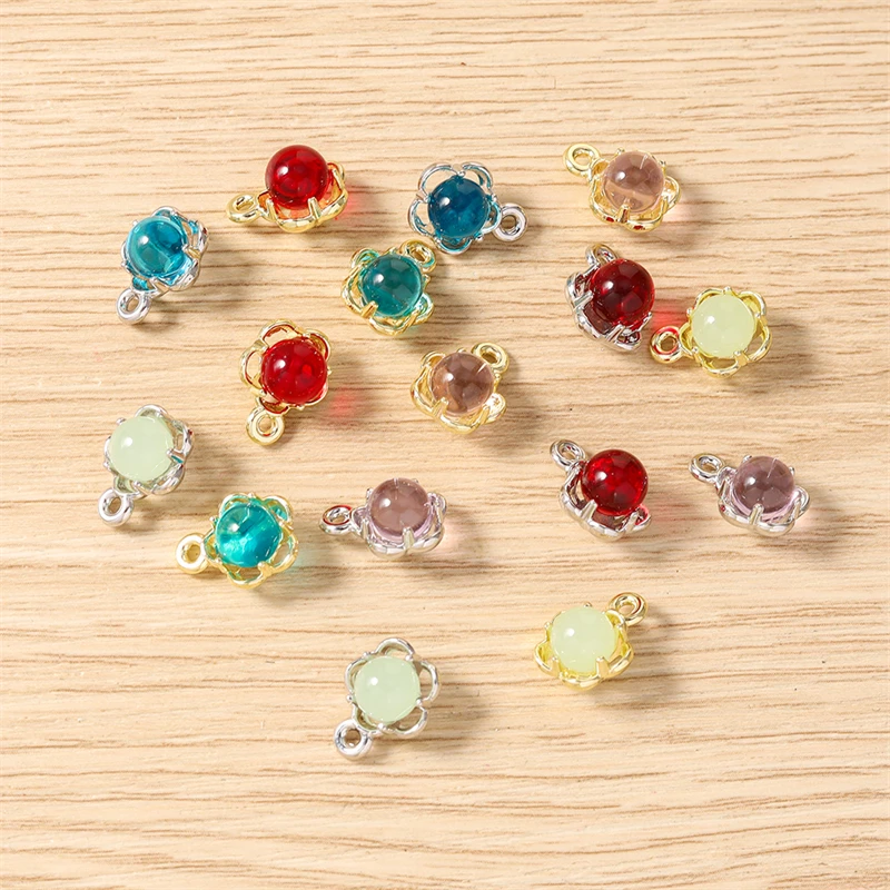 5 Stück 10x12mm Niedliche Blumen-Anhänger aus Harz und Metall zum Basteln von Ohrhängern, Halsketten, Armbändern, DIY-Handarbeiten und Schmuckzubehör – Detail 13