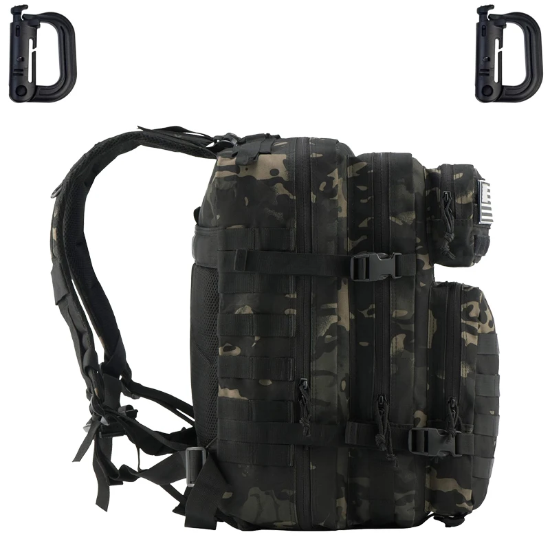 45L Outdoor Backpack Large 3 Day Assault Pack Molle Bag Rucksack Bug Out Bag for Camping Hunting Hiking With  2 D-Ring