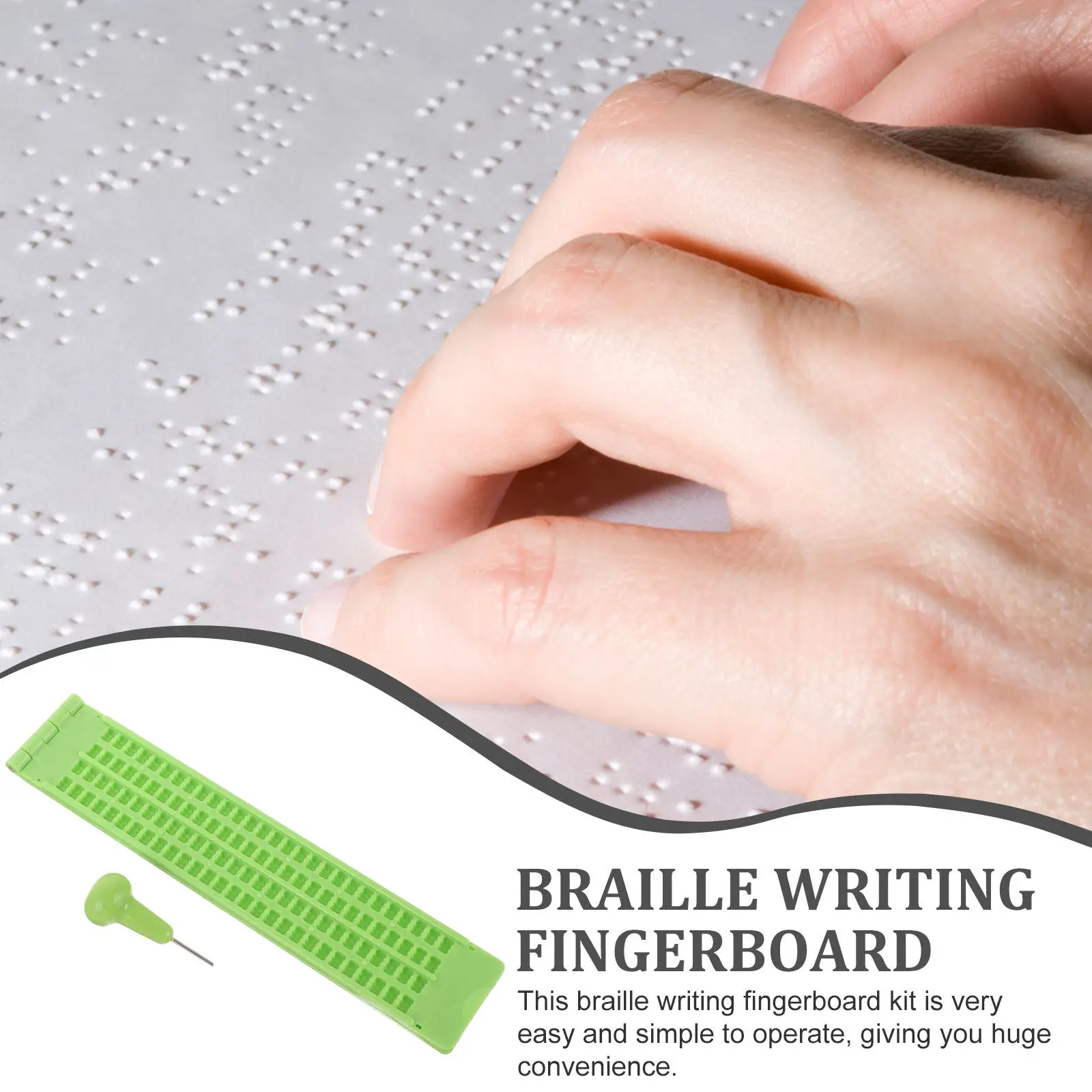 1 Set Plastic Writing For Blind Lightweight Braille Fingerboard Kit Durable Braille Writing Plate Stylus Tool Health Care - view 4
