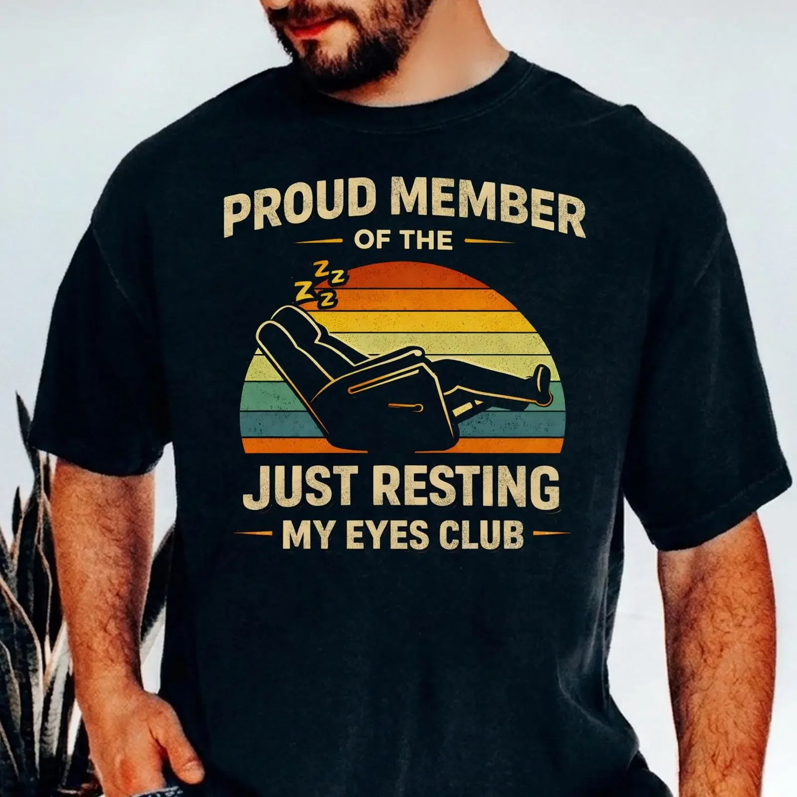 Men's Proud Member of The Just Resting My Eyes Club T Shirt Funny Fathers Day Humor Sleepy Dad Casual  vintage Washed