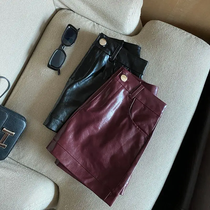 Wine Red PU Leather Skirts for Women 2026 Sexy Clubwear Hip Wrapped Mini Skirt Female Autumn Winter Korean Short Bodycon Skirts