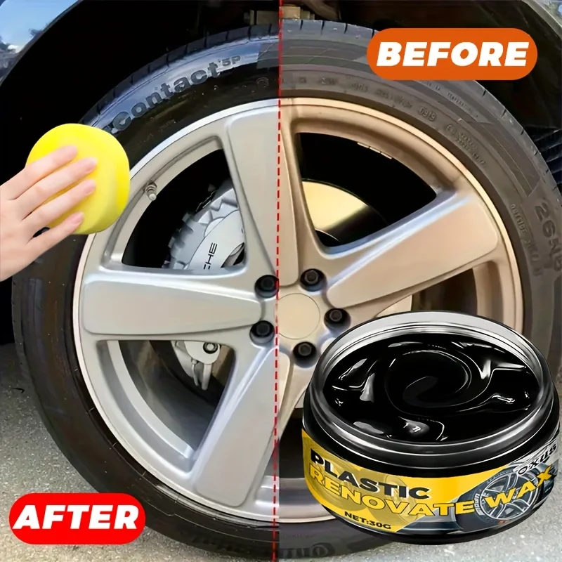 Car tire wax, tire blackening brightener. Automotive plastic parts are coated with crystal restoration wax