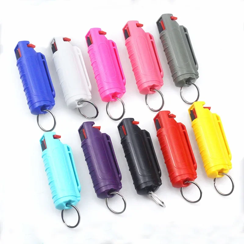 Portable Pepper Spray Keychain Self-Defense Outdoor Safety Keychains Reusable Personal Defense Spray Pressure-Type Mini Keyrings