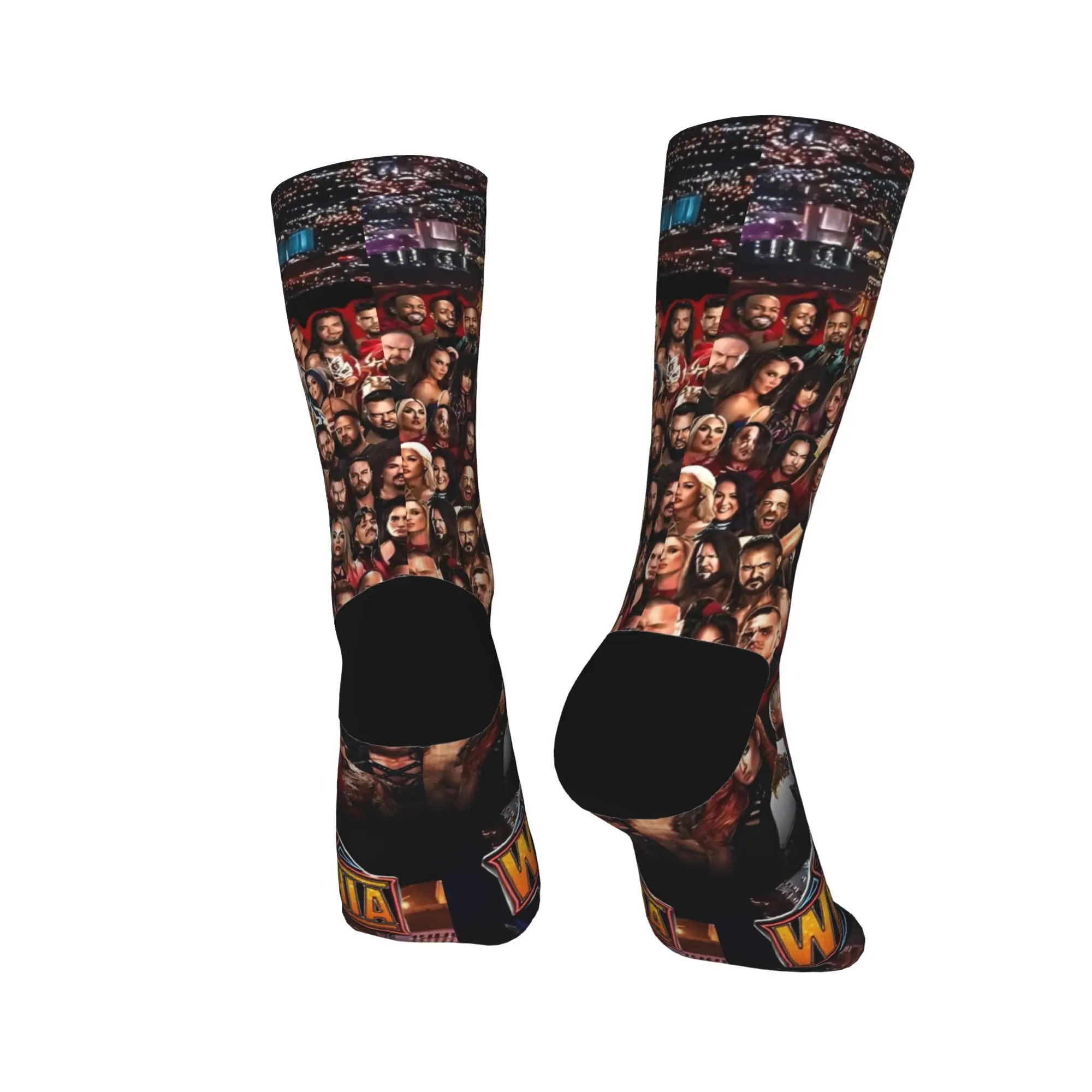 ユニセックス男性靴下レスルマニアレスリングストッキング滑り止めソフト通気性靴下秋かわいいグラフィックサイクリングソックス