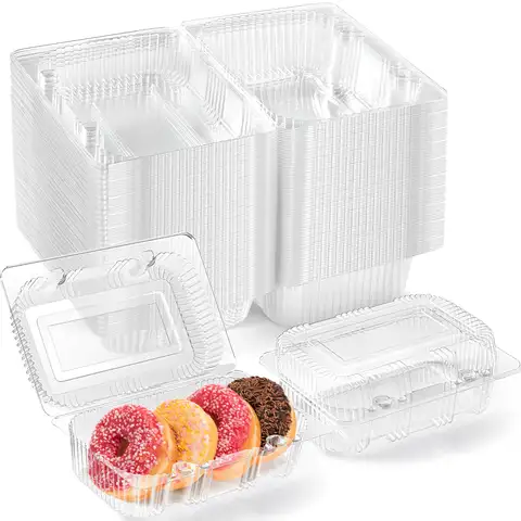 50 Pcs Multi-Purpose Clear Plastic Boxes - Disposable Containers for Fruit Salad Sushi Dessert Takeout Party Picnic
