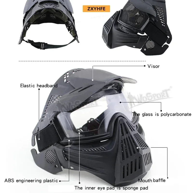 ZXYHFE Occhiali tattici integrali Maschera da tiro Paintball Wargame Protezione di sicurezza Attrezzatura da esterno Accessori sportivi da caccia