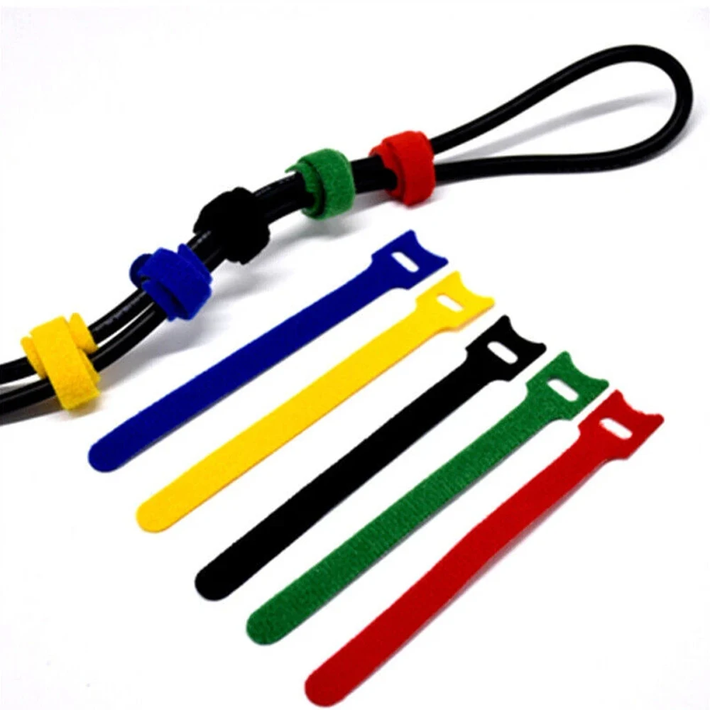 Reusable Ties Velcros Hook and Loop Fastener Tape Nylon Cable Ties Straps for Computer/TV/Electronic Devices