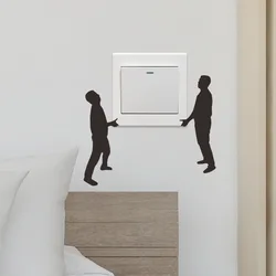 1 Pcs Self-adhesive Switch Socket Stickers Funny Character Living Room Bedroom Wall Stickers, Removable Decorative Stickers