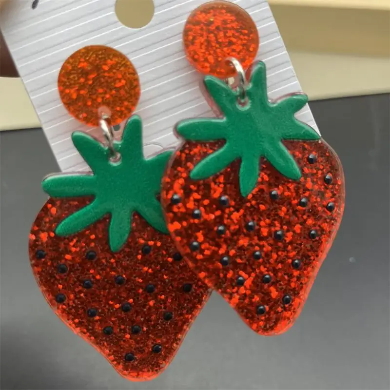 3 Pairs Lovely Fruit Shaped Earrings Set for Girls - Mango Strawberry Watermelon Creative Jewelry Gift for Birthday
