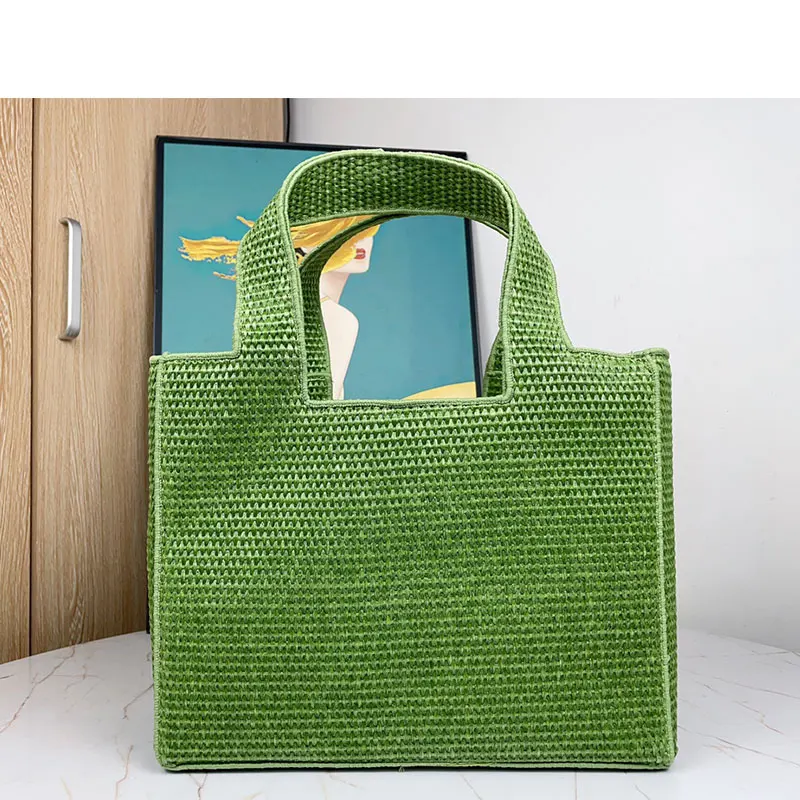 2024 Fashion Grass Bag Women\'s Handbag Classic Design Summer Grass Knitted Handbag Beach Vacation Outdoor Shoulder Bag Two Sizes