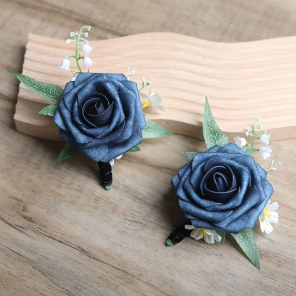 Simple novio Rosa Boutonniere moda delicado traje de boda ramillete ojal flor Artificial accesorios de boda padrinos de boda