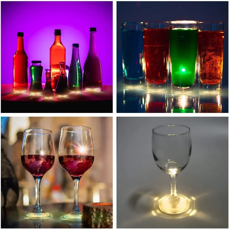 Naklejki LED Coaster szklanka podkładki pod kubki lampka na wino likiery butelki Coaster świąteczna mata dekoracje weselne migające światła