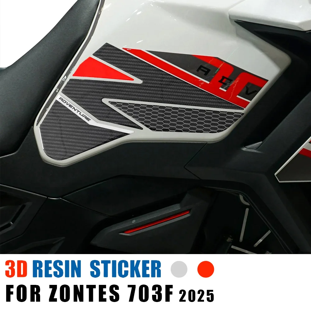 

For Zontes 703F Accessories 2025 703 F Motorcycle Fuel Tank Traction Pad 3D Resin Stickers Tank Pad Protector