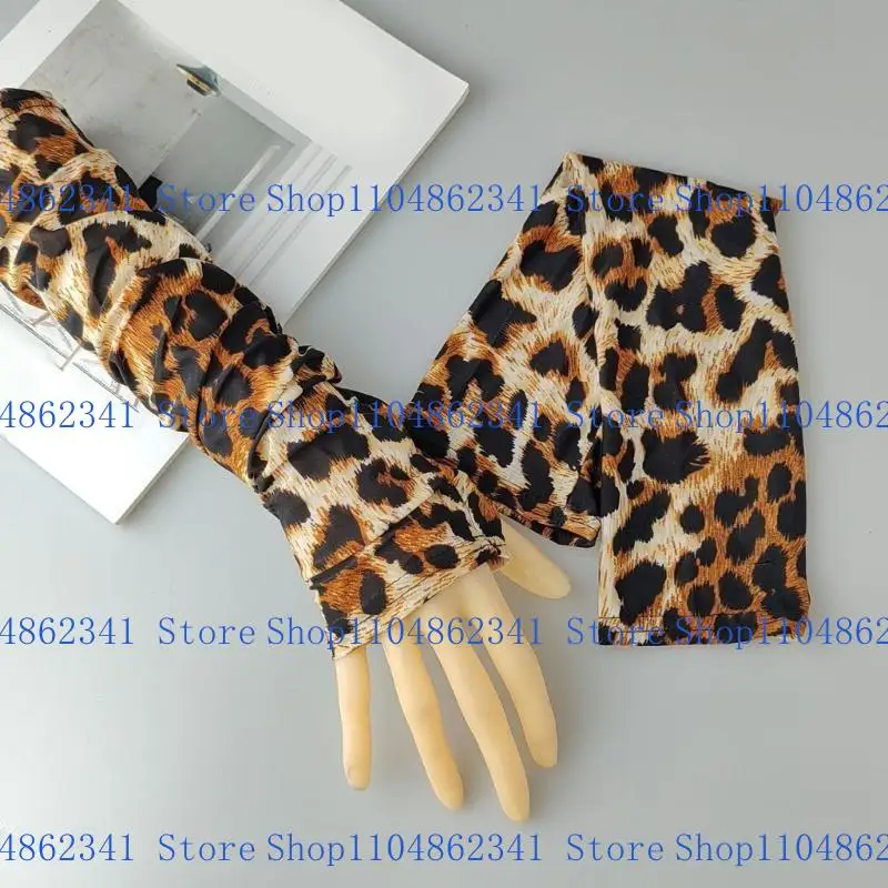 

5asd Elegant Women Arm Sleeves With Leopard Print Cooling Arm Cover for Outdoor Sport