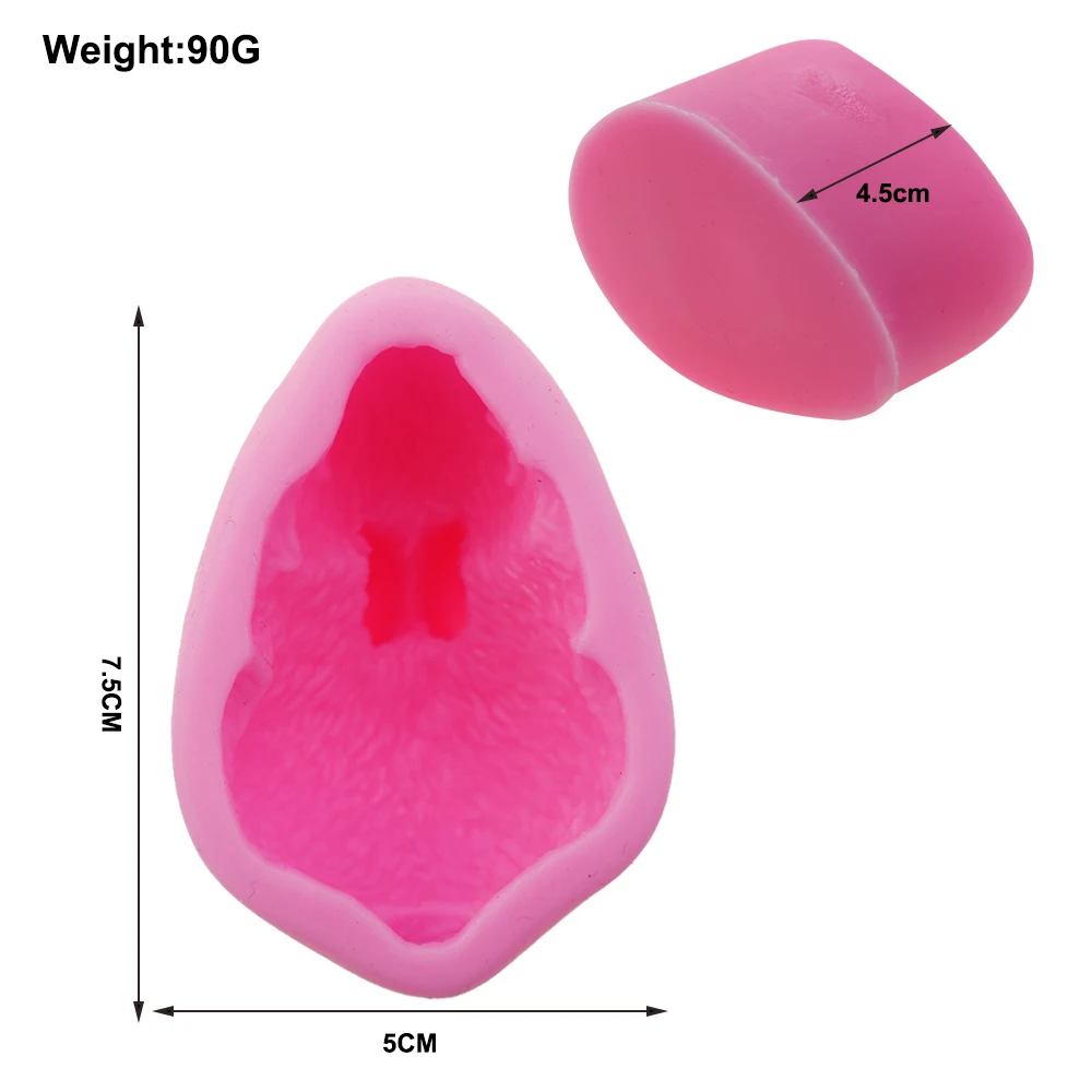 1Pcs 90G Silicone 3D Rabbit Mold Pink DIY Aromatherapy Candle Modeling Ornaments Easter Fondant  Thermostability Clear Texture