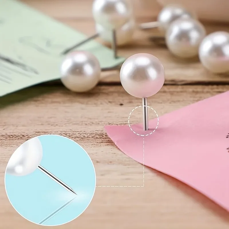 145 pcs Imitation Pearl Thumb Tacks Elegant Decorative Look, designed for DIY Craft Decoration, Round Pearl Head Design