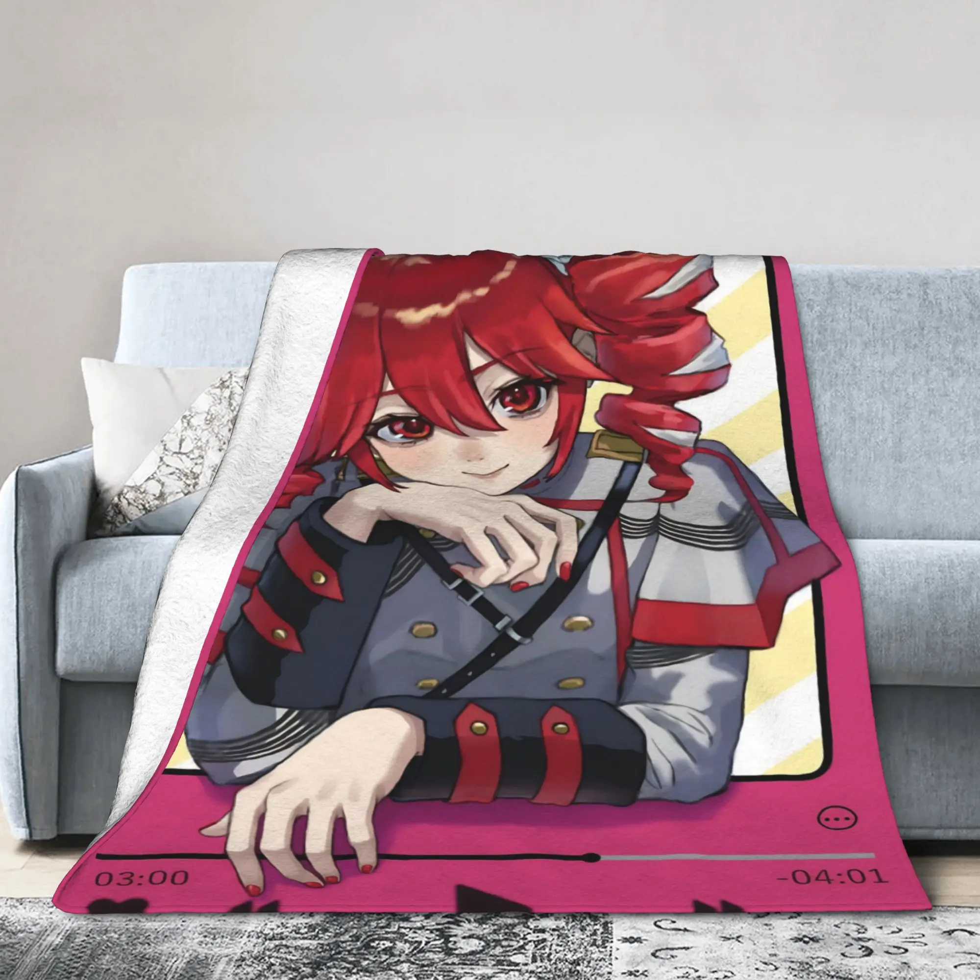 Kasanes Tetos Knitted Blankets Fleece Anime Vtuber Lightweight Throw Blankets for Bedroom Sofa Bed Rug