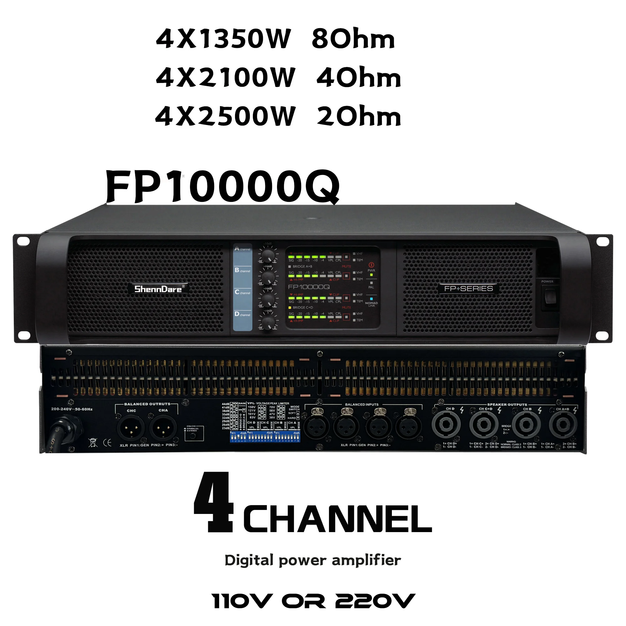Original Brand LOGO FP10000Q/FP14000Q Professioneller digitaler Leistungsverstärker 4x1350W 8OHM Hochleistungs-Subwoofer-Verstärker Line-Array-Lautsprecherverstärker 4x2100W 4OHM Verstärker – Detail 3