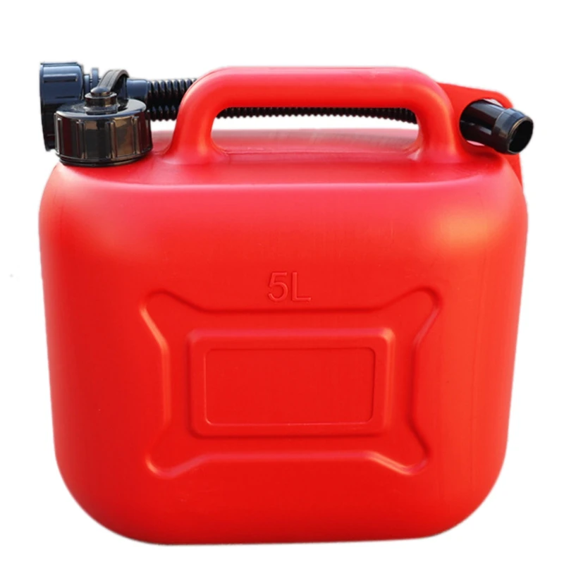 

5L Car Fuel Tank Can Spare Plastic Petrol Gas Container Anti-Static Fuel Carrier with Pipe for Car Travel