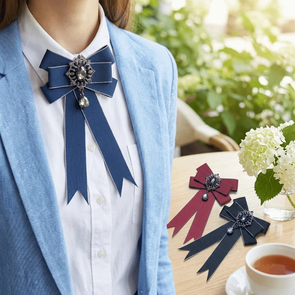 Accessories Rhinestone Korean-Style Bow Ties Adjustable Retro Rhinestone Bow Tie British Elegant Bow Tie Formal Occasions