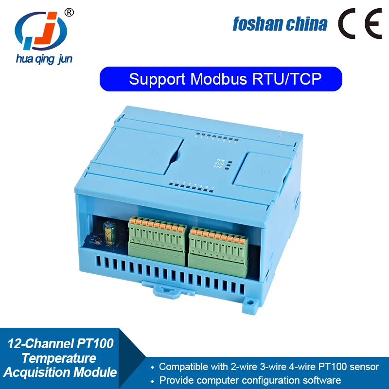 Huaqingjun 12-Channel RS485 LAN PT100 Temperature Acquisition Module MODBUS RTU Modbus TCP Thermal Resistance for PT100 Probes view 2
