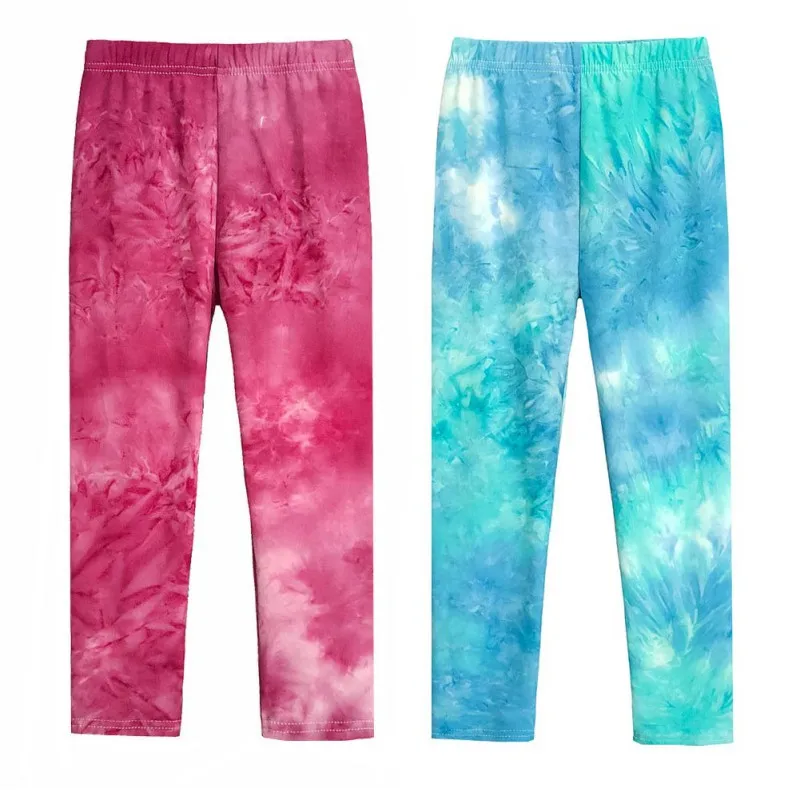 Fashionable Girl Irregular Tie Dye Printing Pant Spring Summer Kid Colorful Elastic Legging Girl Slim Trousers Children Clothing