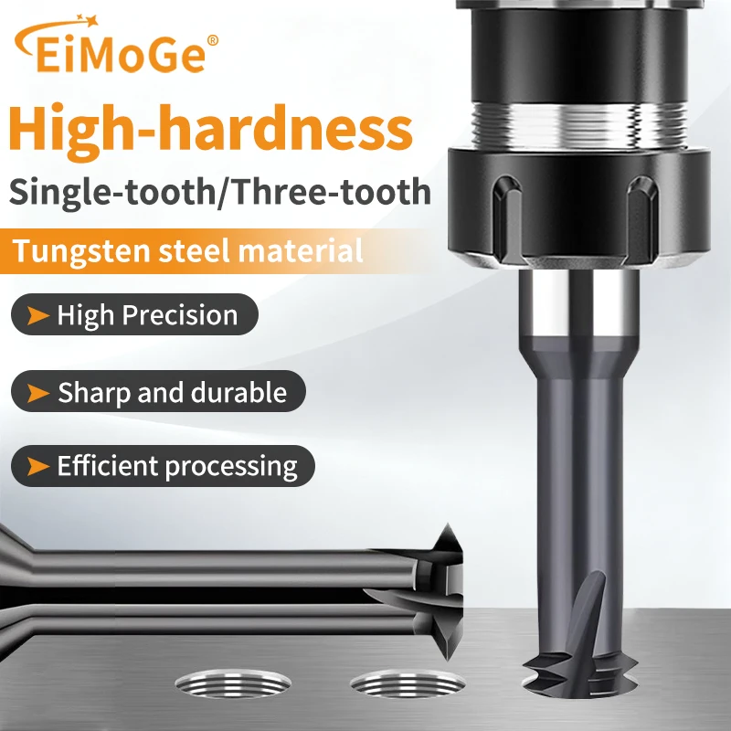 

EiMoGe Single/Three Tooth Thread Milling Cutter ISO High Hardness CNC Carbide Tungsten Steel M1-M24 mills Cutter High Quality