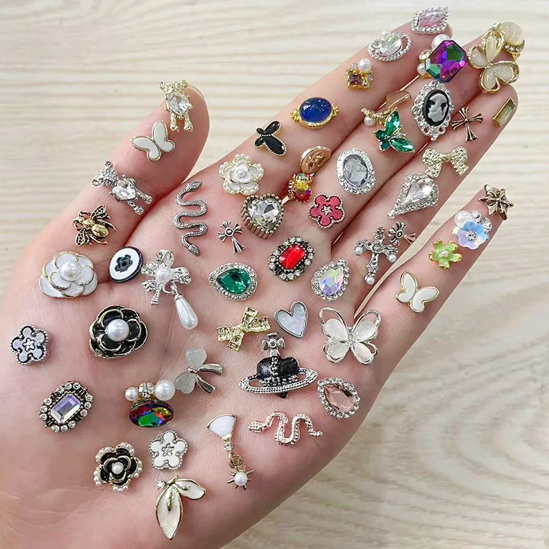 High Quality Metal Random Mix Shape Nail Art Rhinestones 3D For DIY Manicure Decoration Accessories Crystal 30/10Pcs