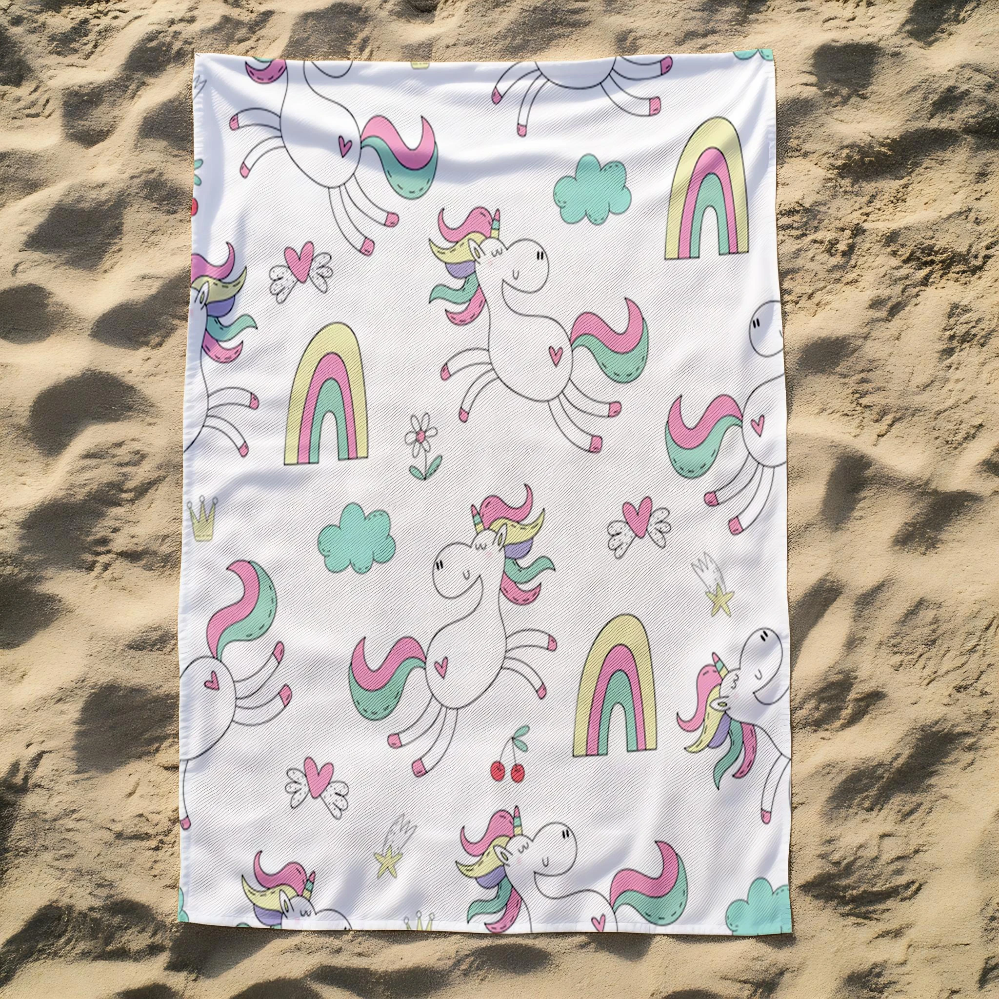 1pcs Cute Cartoon Unicorn  Beach Swimming Towel Soft Absorbent Washcloth Children's Gifts For Kids Travel Camping Gym