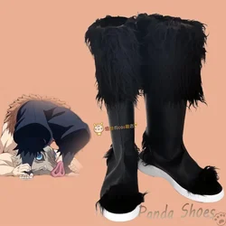 Anime Hashibira Inosuke Cosplay Shoes Anime Character Black Long Boots Cosplay Costume Prop Shoes for Halloween