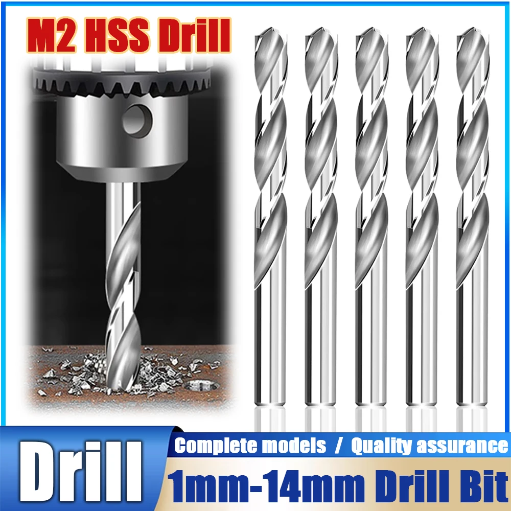 

1mm-14mm M2 HSS Drill Bit Set Titanium Coated High Speed Steel Twist Straight shank Tool Organizer For Wood Metal Steel Hole