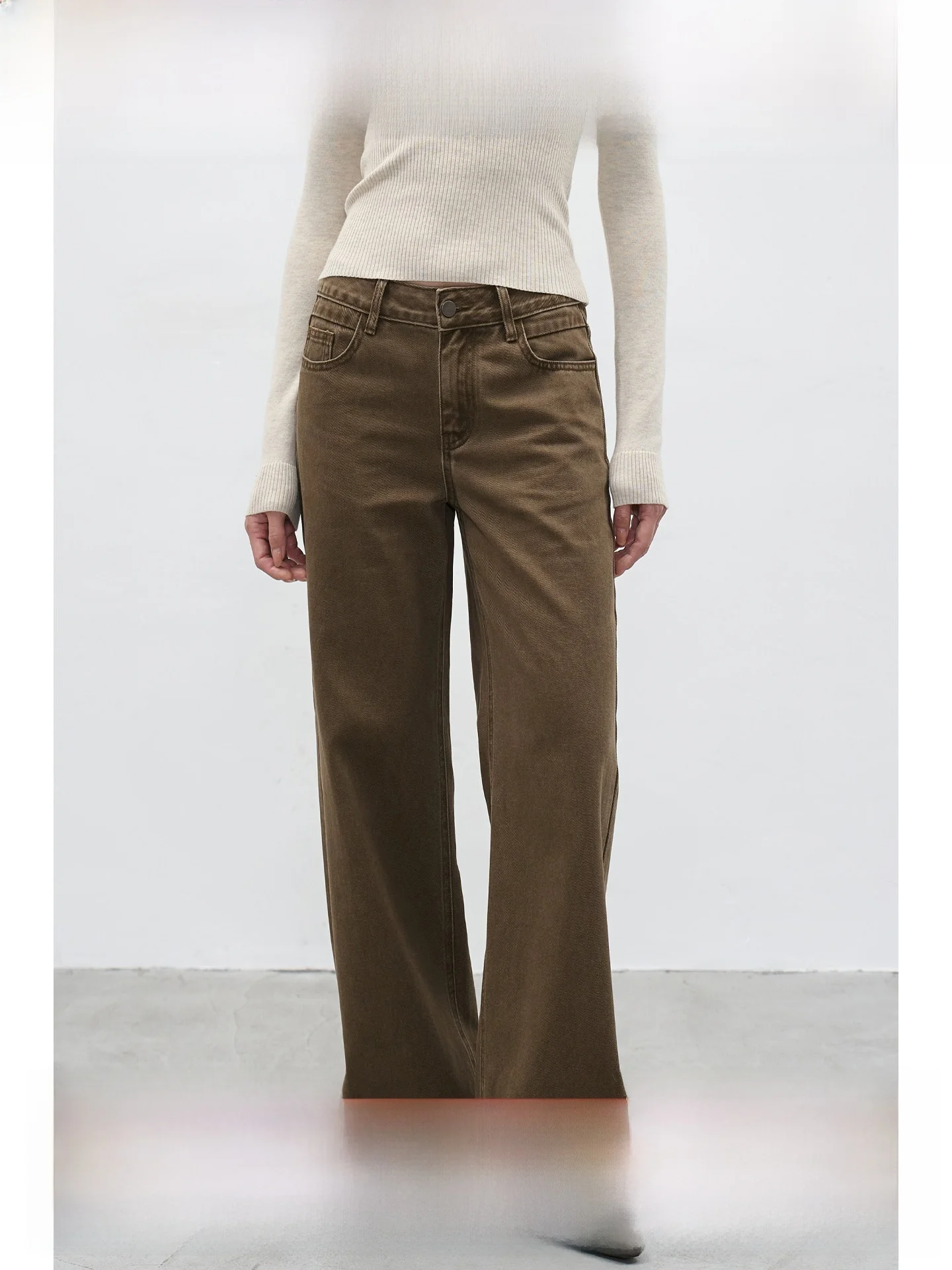 

Джинсы EIGHTHMONTH American Sle, прямые, женские, новый дизайн, стройнящие, драпирующиеся, длинные брюки, цвет кофе, осенние женские джинсы