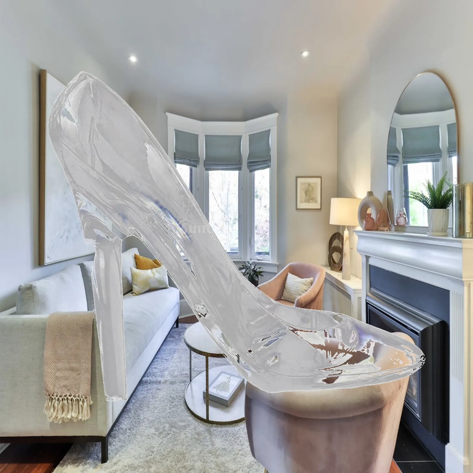 Transparent Princess Shoe Decor Acrylic Slipper Sculpture for Home Living Room Tabletop Wedding Centerpiece