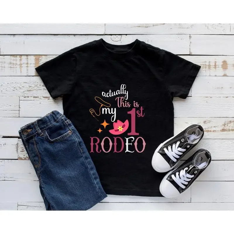Rodeo Cowgirl Birthday Family T Shirt Wild West First Howdy Giddy Up Aint My Actually Is