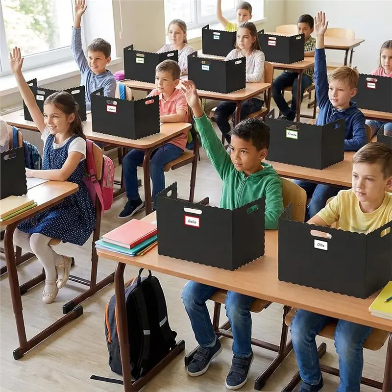 DT37 12-Piece Desk Dividers For Students, Privacy Folders With Handles, Reusable Classroom Screens