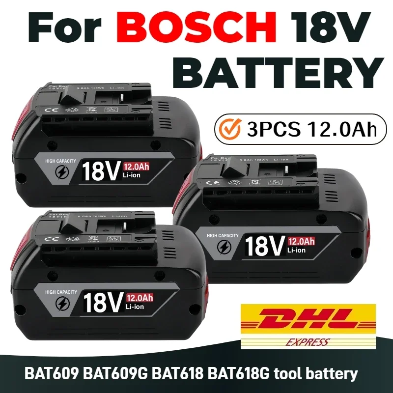 100% origineel voor Bosch 18V accu, 12.0Ah draadloze lithium-ion accu voor elektrisch gereedschap, BAT609 BAT610G BAT618 BAT620 BAT622 - afbeelding 2