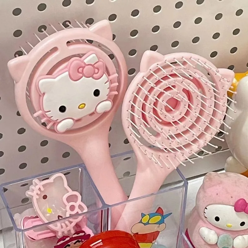 新しいかわいいハローキティマッサージコーム漫画アニメ KT 猫アクセサリー学生ファッションかわいいポータブル化粧中空コームギフト