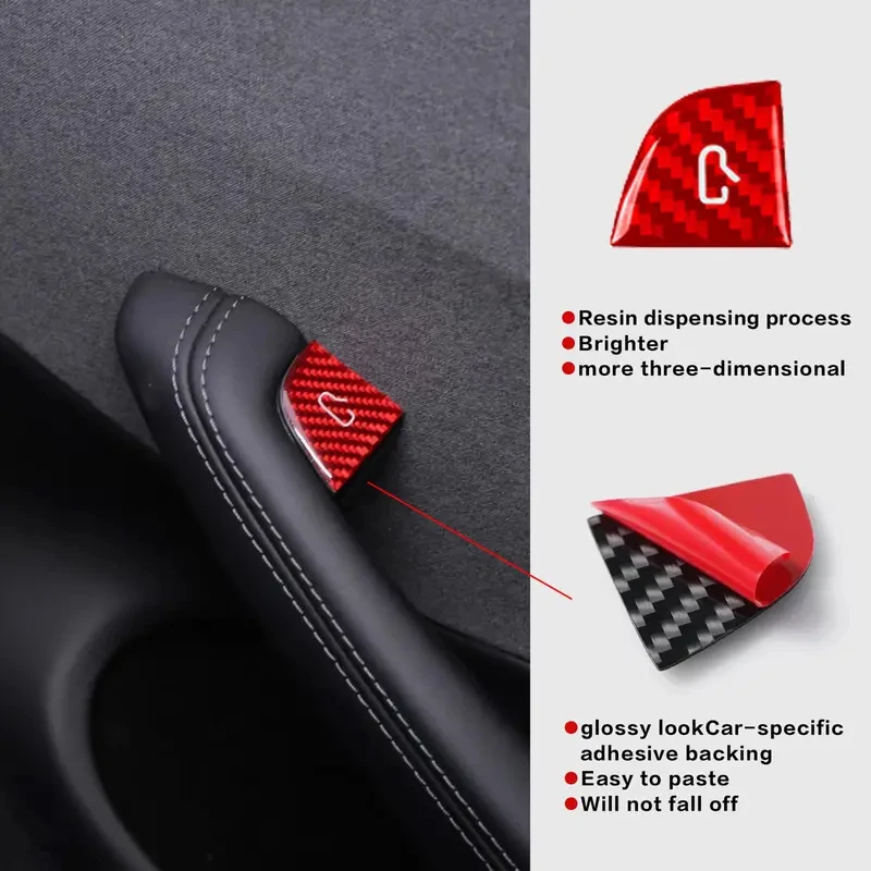 For Tesla Model Y 2019-2025 Juniper Model 3 Highland 2024 Car Carbon Fiber Interior Door Switch Button Trim Stickers Accessories