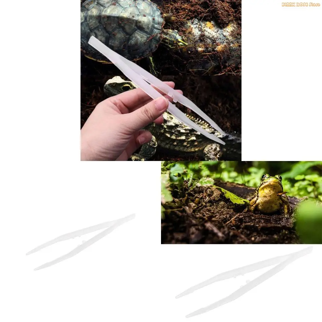 K1AE Amphibian Feeding Tweezers Plastic Pliers Long Handle for Pet Aquariums