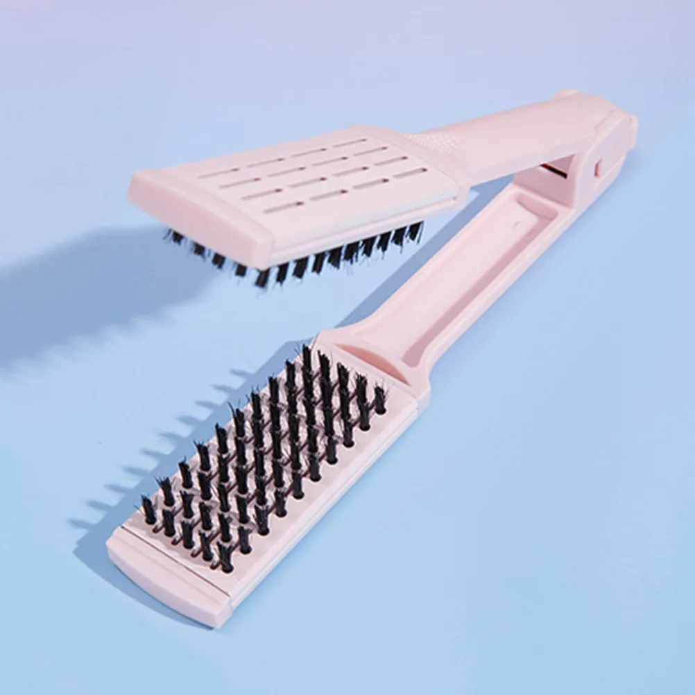 V Shaped Clamp Styling Comb Hair Straightener Brush for Women Straighten Curl Texture Improve Shine Healthy Hair Compact Travel