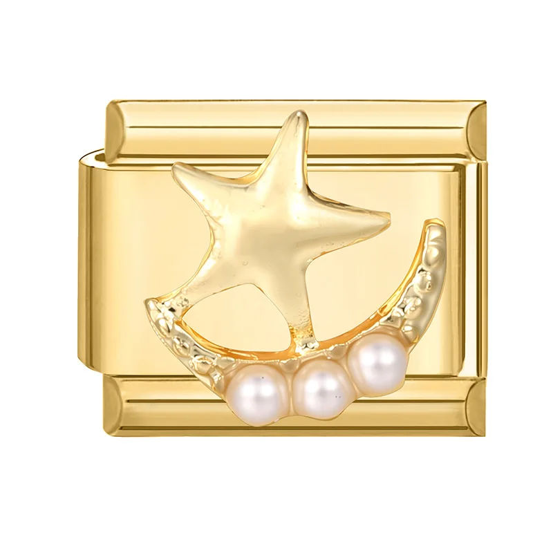 WG 1pc Italian Modular Bracelet Stars Flowers Pearls Rabbit Heart Bow Charm Links For DIY Modular Bracelets Necklaces