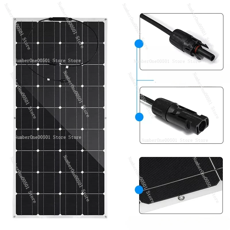 Semi-flexible solar panels monocrystalline silicon 100W solar power generation panels, outdoor RV system power generation panels