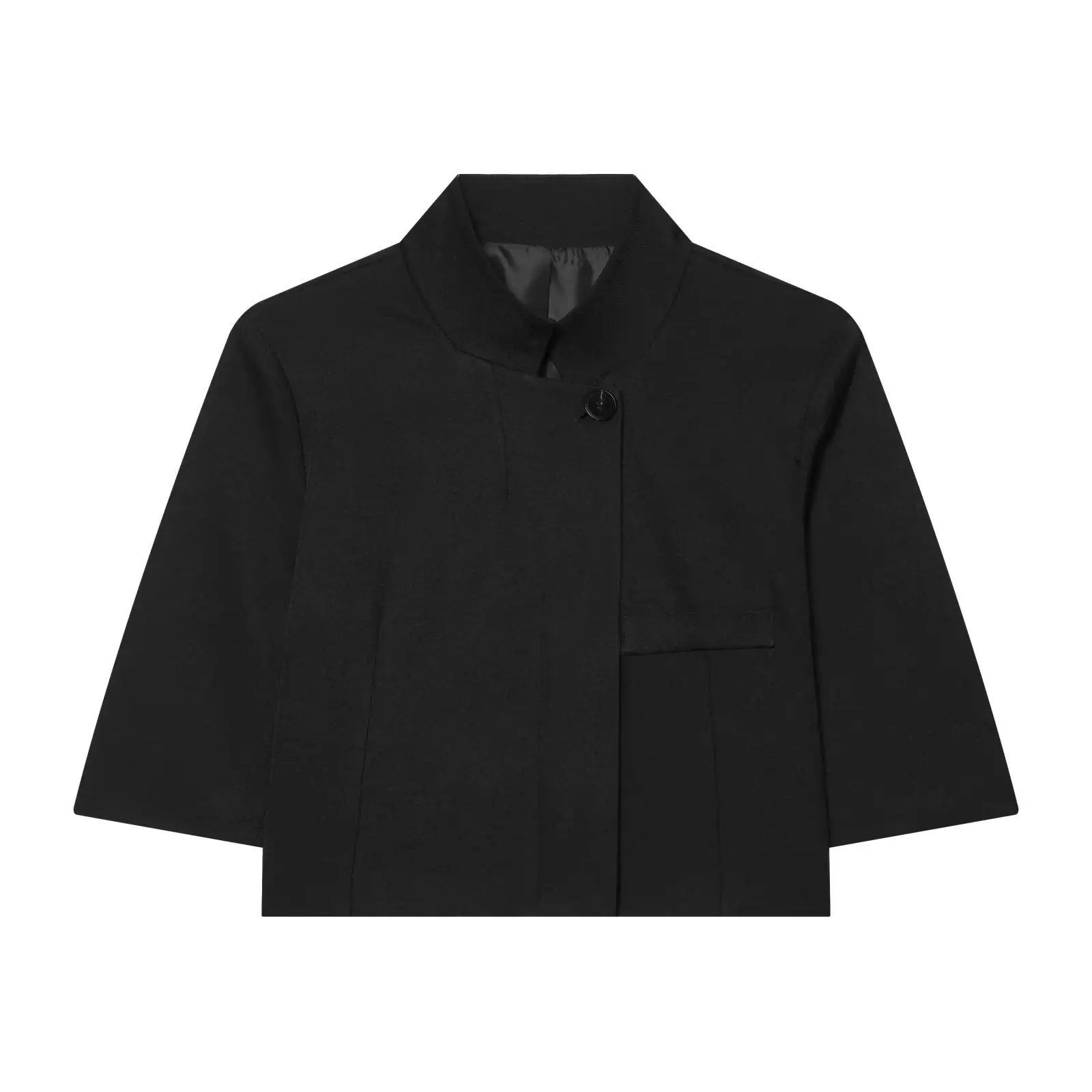 

Женская черная рубашка с коротким рукавом и простым воротником на одной пуговице, весна 2026, повседневная, простая, блузка, топ, женская одежда