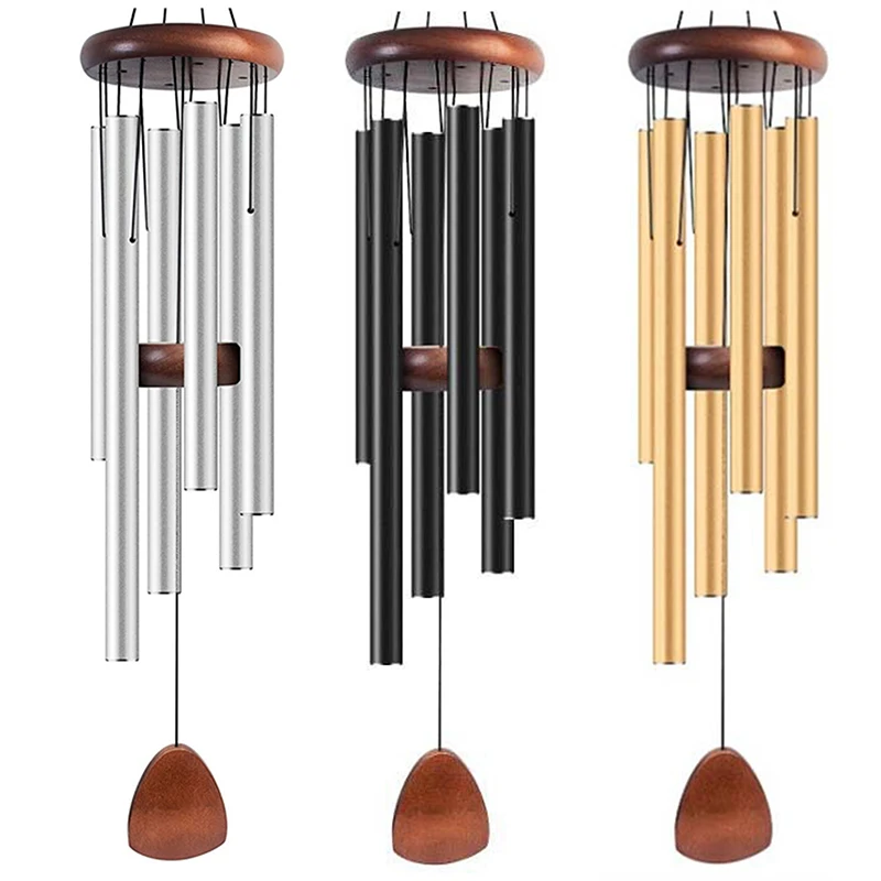 Classic 26 Inch Aluminum Pipe Wind Chimes With Wooden Hanging Tag Farmhouses Terraces Gardens Balcony Corridor Decoration