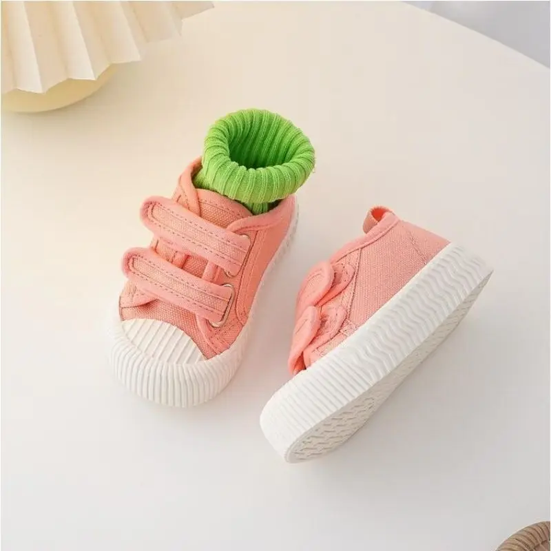 Candy Colored Low Top Children's Canvas Shoes 2024 New Boys' Breathable Sports Shoes Girls' Soft Sole Baby Walking Casual Shoes