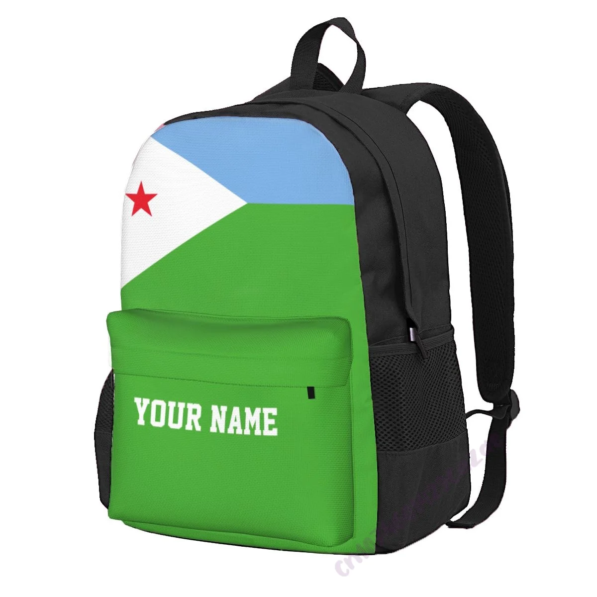 

Custom Name Djibouti Flag Polyester Backpack For Men Women Travel Bag Casual Students Hiking Travel Camping