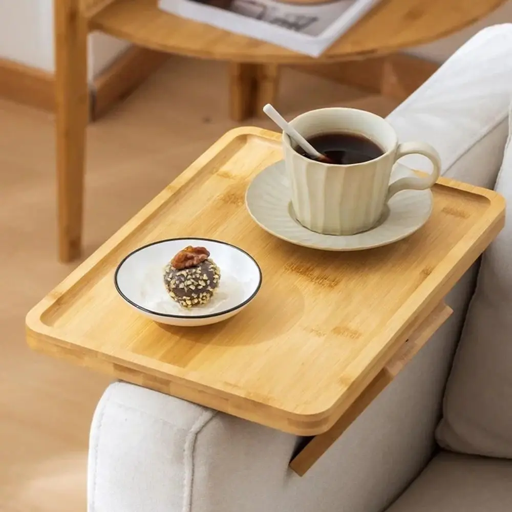 

Space Saving Wooden Folding Sofa Table Anti-slip Clip-On Sofa Armrest Tray Sturdy High Load-bearing Capacity